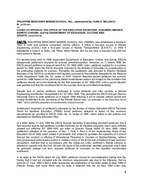 philippine merchant marine school inc. v. ca|PMMS vs. CA Case Digest .